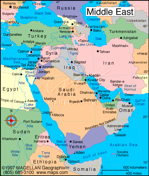 middle east countries on map