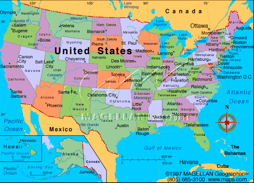 America Map With States And Cities
