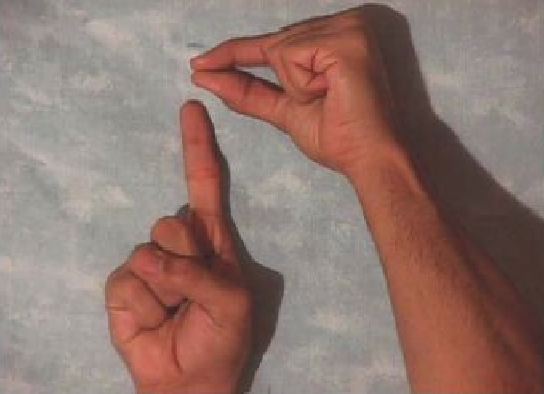 Arabic fingerspelling for the letter 'damma'